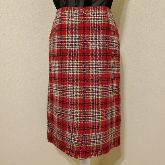Cambridge Dry Goods Red Plaid Wool Blend Long Skirt - Picture 3 of 8